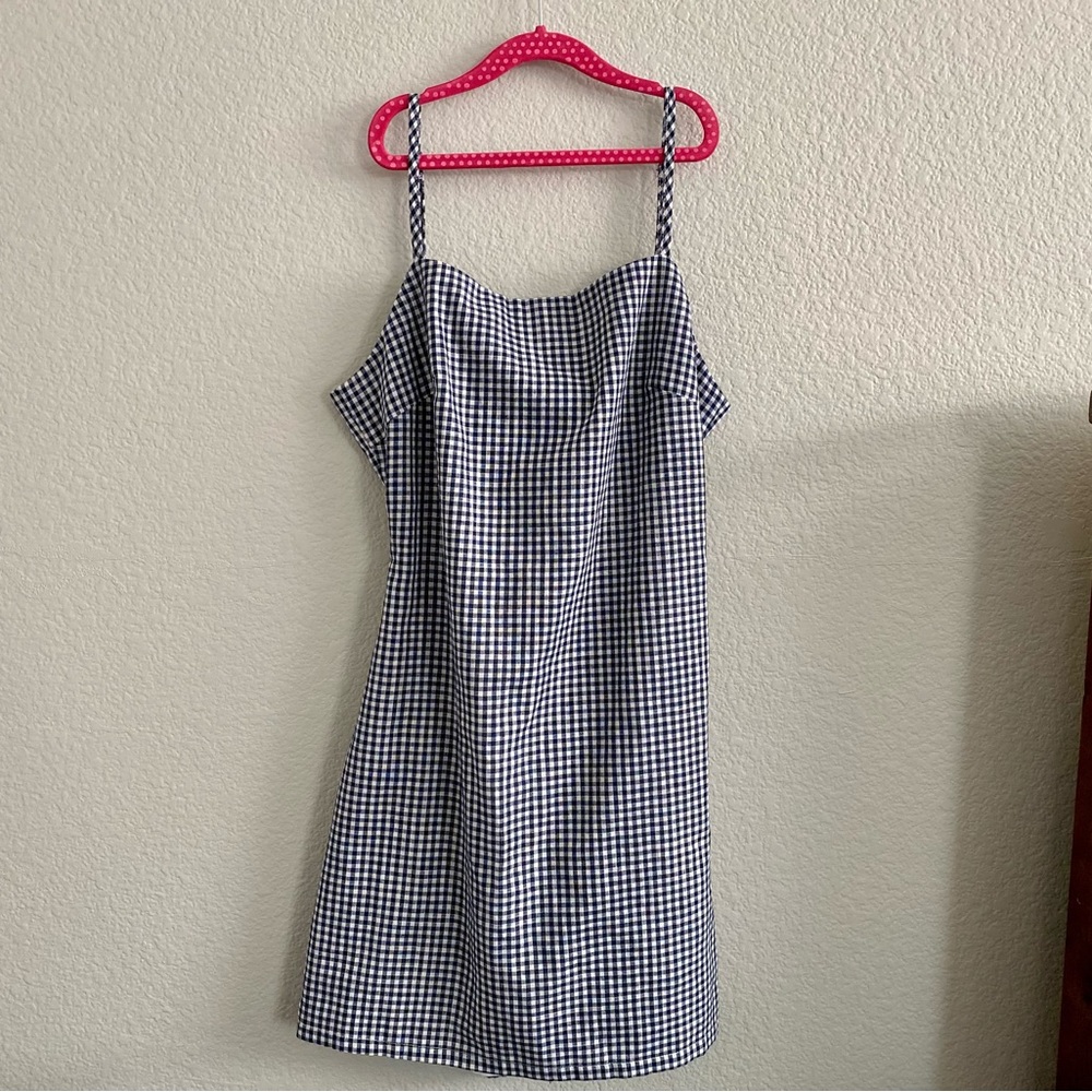 Gingham Tie Back Linen Minidress